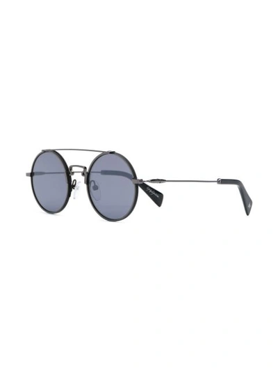 Shop Yohji Yamamoto Round Frame Sunglasses - Black