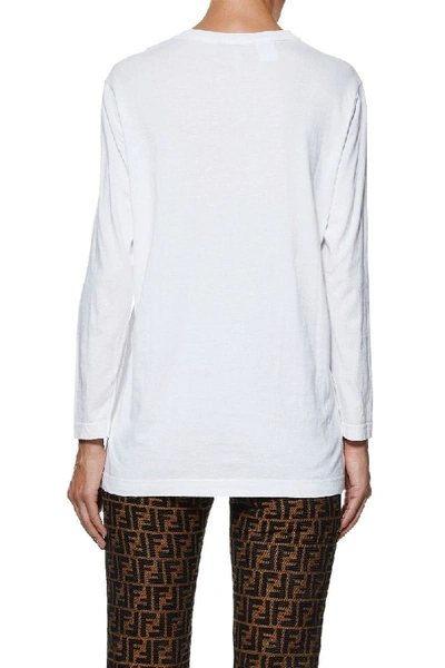 Pre-owned Fendi 1980s White Cotton Embroidered Zucca Tee