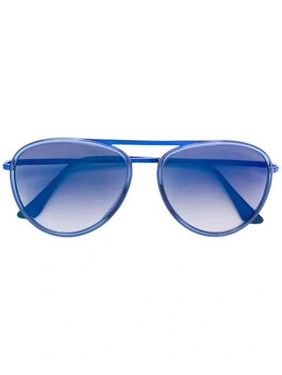Shop Retrosuperfuture Aviator Framed Sunglasses In Blue