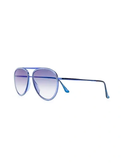 Shop Retrosuperfuture Aviator Framed Sunglasses In Blue