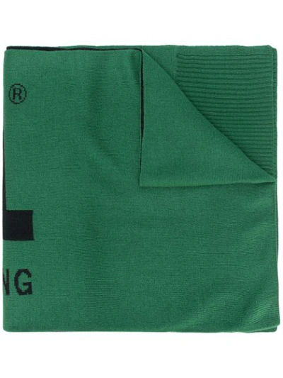 Shop Diesel Jacquard-knit Logo Scarf In Green