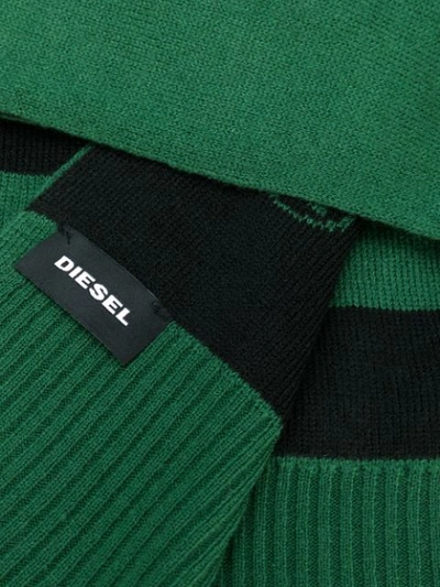 Shop Diesel Jacquard-knit Logo Scarf In Green