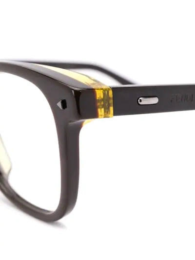 Shop Fendi Square Frame Glasses In Brown