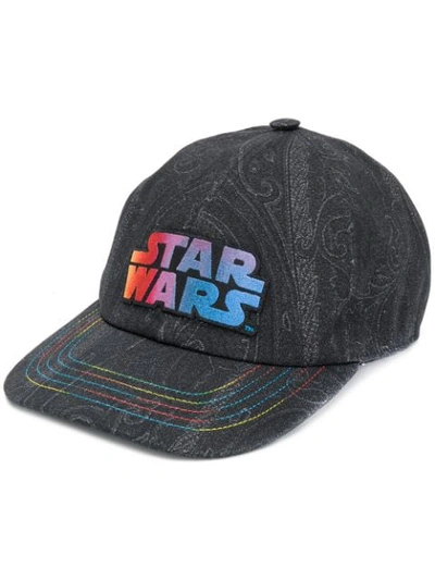 Shop Etro Star Wars Logo Baseball Cap In Black