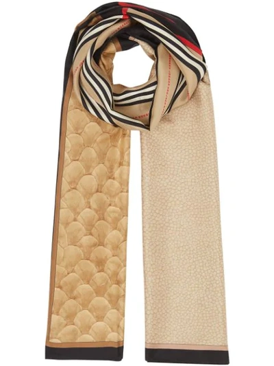 Shop Burberry Montage Print Silk Scarf In Neutrals