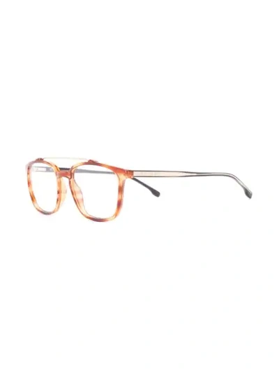 Shop Hugo Boss Tortoiseshell Glasses In Brown