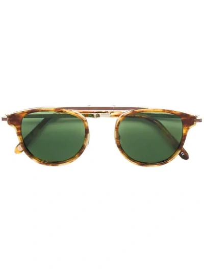 Shop Garrett Leight Van Buren Combo Sunglasses In Brown