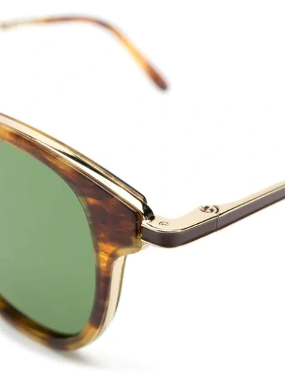 Shop Garrett Leight Van Buren Combo Sunglasses In Brown