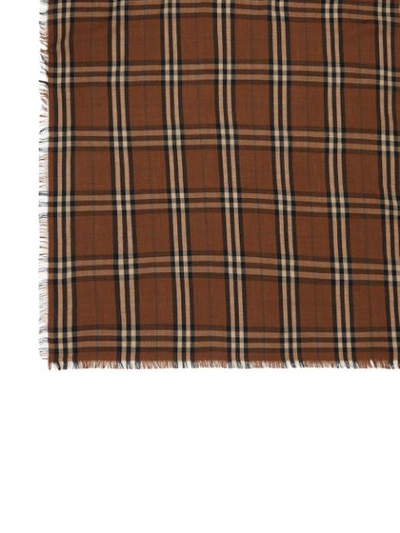 Shop Burberry Vintage Check Lightweight Cashmere Scarf In Brown