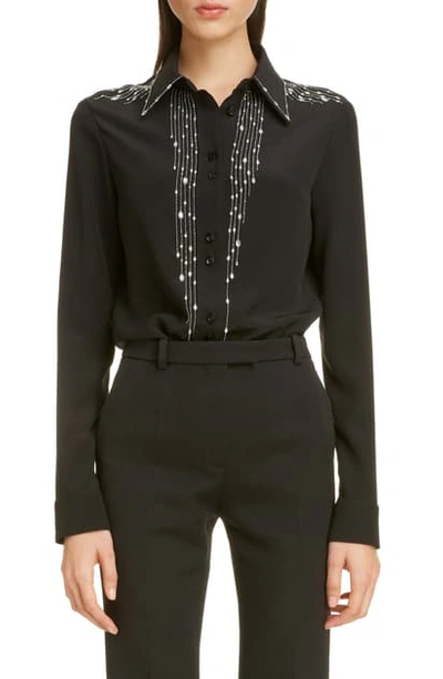 Shop Givenchy Embellished Silk Shirt In Black