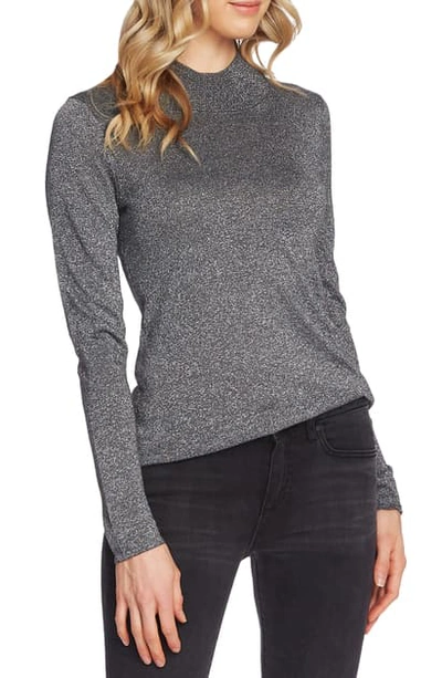 Shop Vince Camuto Metallic Mock Neck Sweater In Med Heather Grey