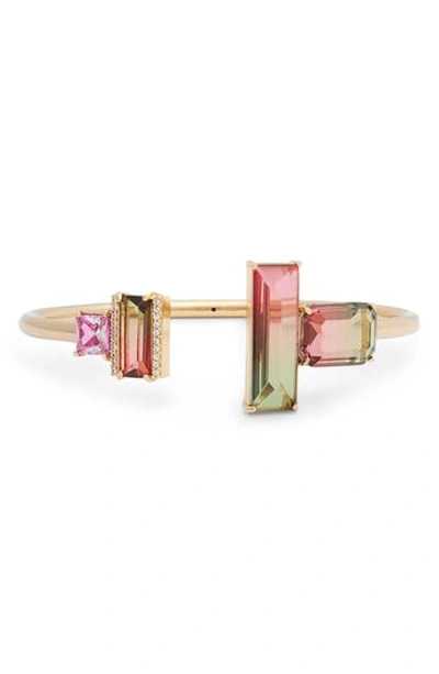 Shop Kate Spade Crystal Flex Cuff Bracelet In Pink Multi