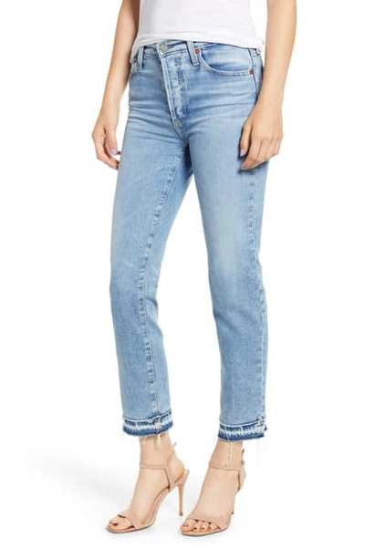 Shop Ag Isabelle High Waist Hem Detail Ankle Straight Leg Jeans In 22 Years Blue Solstice