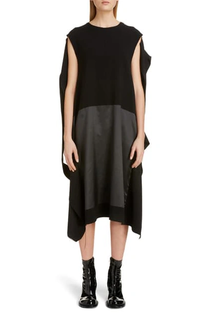 Shop Maison Margiela Draped Crepe Midi Dress In Black