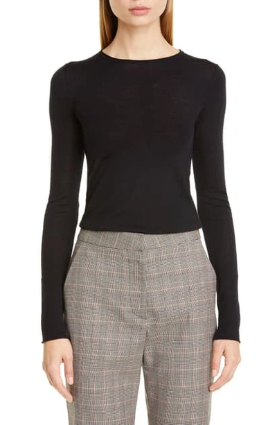 Shop Stella Mccartney Ribbed Wool Blend Sweater In Black