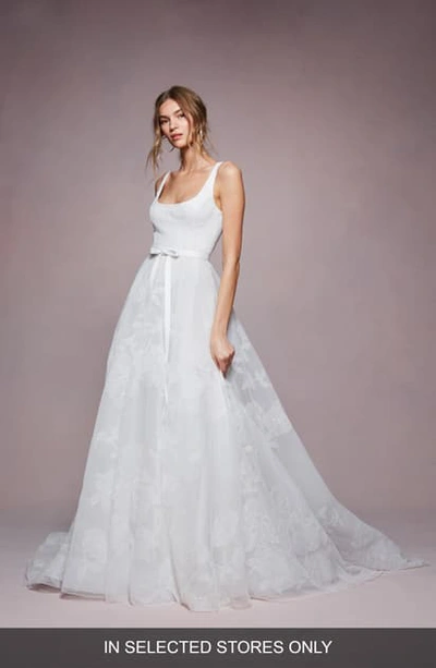 Shop Marchesa Notte Bea Embroidered Ballgown Wedding Dress In Ivory