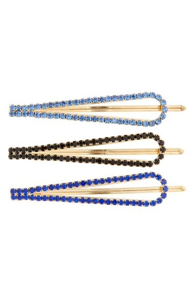 Shop L Erickson 3-pack Crystal Drop Open Bobby Pins In Blue/ Cobalt/ Black
