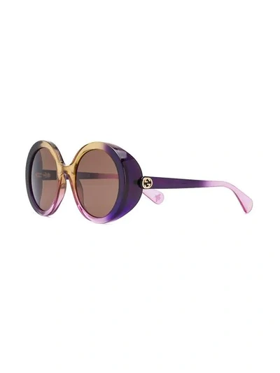 GUCCI EYEWEAR 超大款圆形太阳眼镜 - 紫色