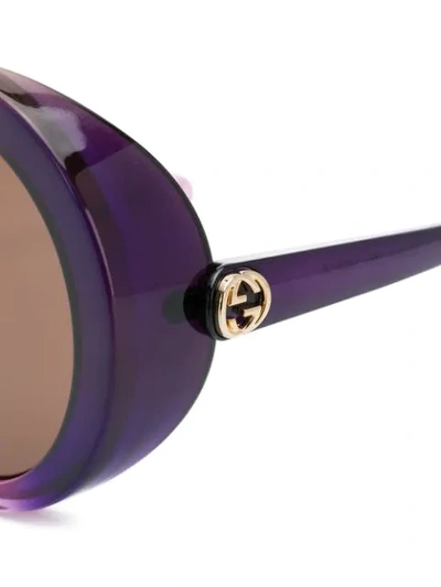 GUCCI EYEWEAR 超大款圆形太阳眼镜 - 紫色