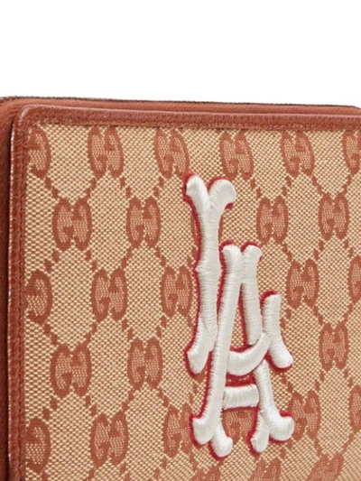 Shop Gucci Original Gg Zip Around Wallet With La Angels Patch™ In Neutrals