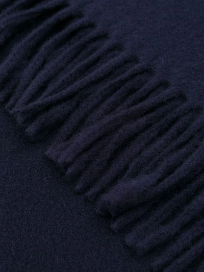 Shop Maison Kitsuné Tricolour Fox Wool Scarf In Blue