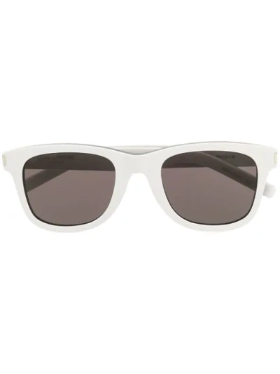 Shop Saint Laurent Wayfarer Frame Sunglasses In Weiss