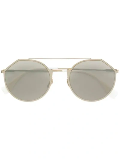 Shop Fendi Eyeline Sunglasses In Metallic