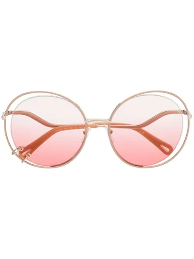 CHLOÉ EYEWEAR OVERSIZED SUNGLASSES - 粉色