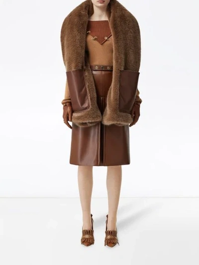 Shop Burberry Paneled Cape In Brown