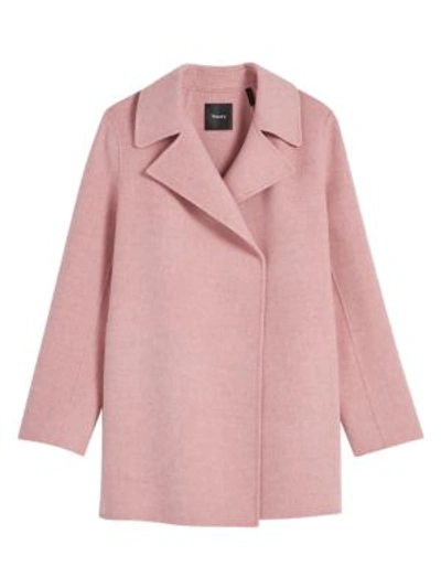 Shop Theory Women's Double-faced Overlay Coat In Winter Pink Melange