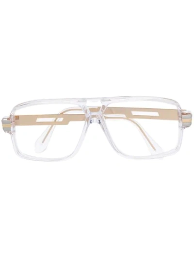 Shop Cazal Rectangular Frame Glasses In White