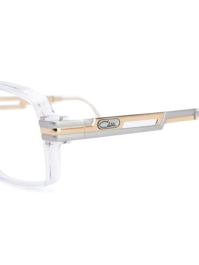 Shop Cazal Rectangular Frame Glasses In White