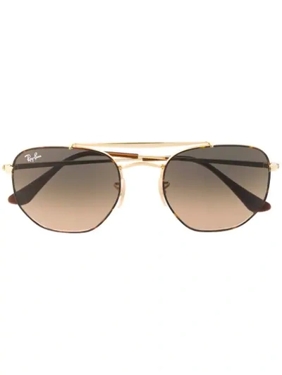 Shop Ray Ban Marshal Glasses In Gold