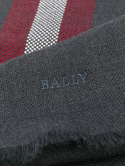 Shop Bally Striped Border Scarf In Grey