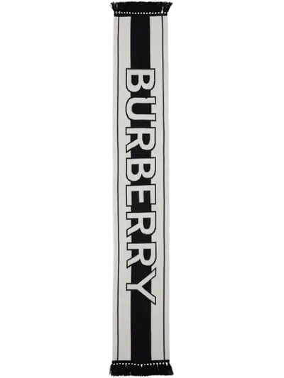 BURBERRY LOGO提花围巾 - 白色