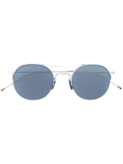 Shop Thom Browne Rounded Sunglasses In Metallic
