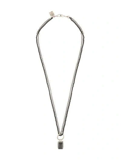 Shop Goti Double Chain Pendant Necklace In Silver