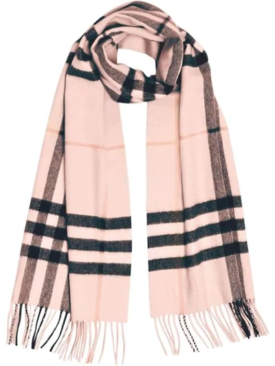 Shop Burberry The Classic Check Cashmere Scarf In Ash Rose