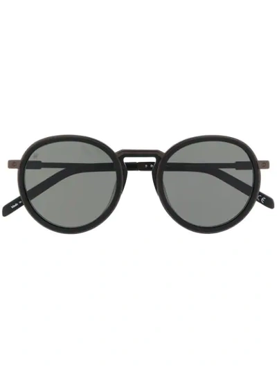 Shop Hublot Eyewear Thick Round Frame Sunglasses In 黑色