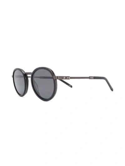 Hublot Eyewear Thick Round Frame Sunglasses In 黑色