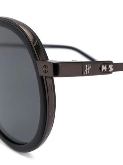 Shop Hublot Eyewear Thick Round Frame Sunglasses In 黑色