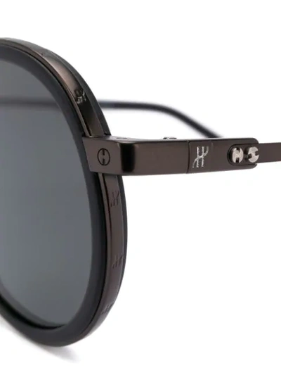 Hublot Eyewear Thick Round Frame Sunglasses In 黑色