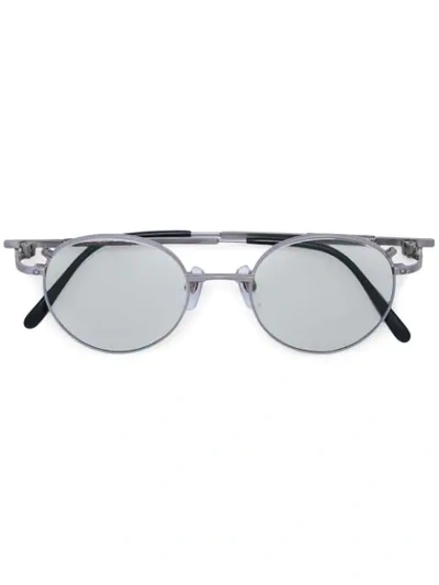 Shop Taichi Murakami Round Frame Sunglasses In Silver