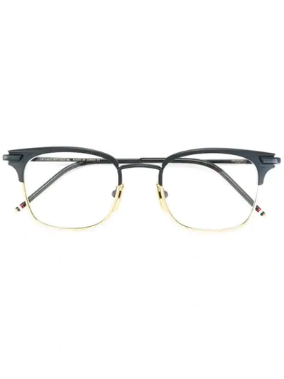 Shop Thom Browne Eyewear Square Frame Glasses - Black