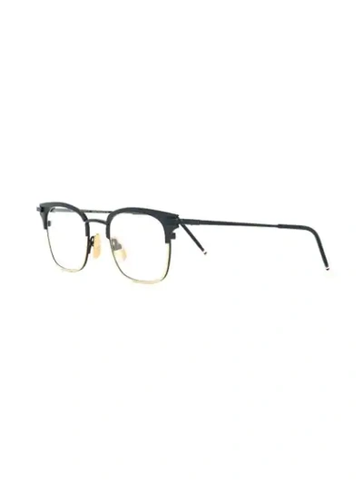 Shop Thom Browne Eyewear Square Frame Glasses - Black