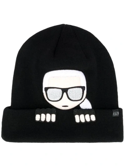 Shop Karl Lagerfeld K/ikonik Beanie In Black