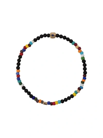 Shop Luis Morais Hexagon Bead Bracelet In Black
