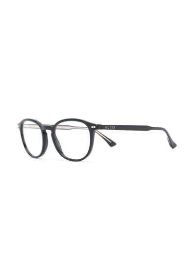 Shop Gucci Oval Frame Glasses In Black