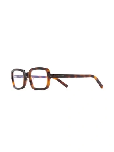 Shop Saint Laurent Rectangle Frame Glasses In Brown