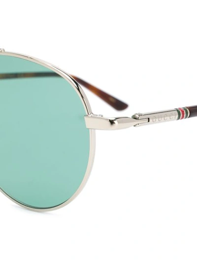 Shop Gucci Classic Aviator Sunglasses In Silver